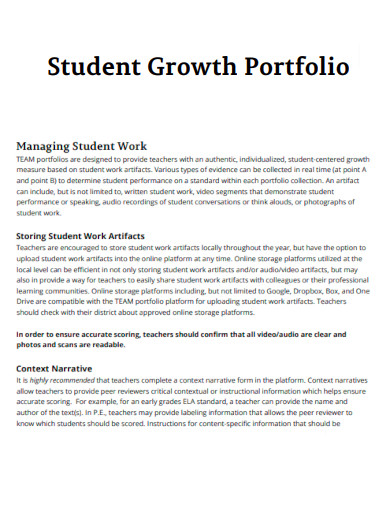 Student Growth Portfolio