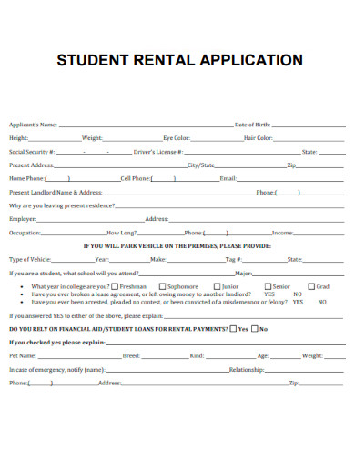 Student Rental Application