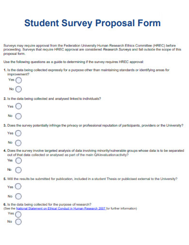 Student Survey Proposal Form