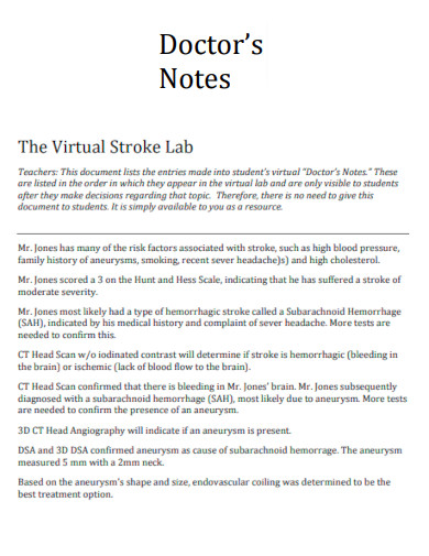Student Virtual Doctor Note