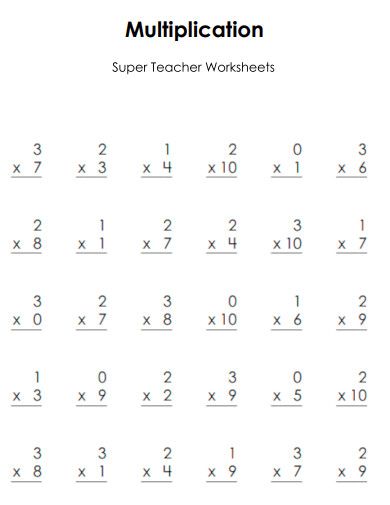 Super Teacher Multiplication Worksheet
