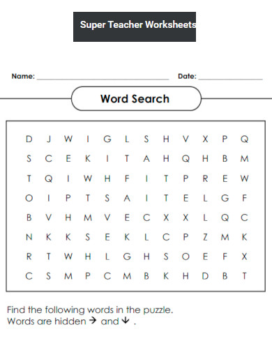 Super Teacher Worksheet Word Search