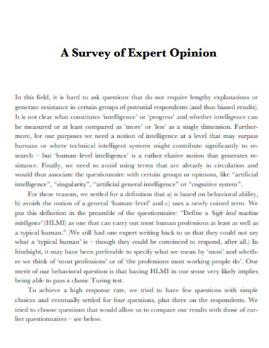 Survey of Expert Opinion