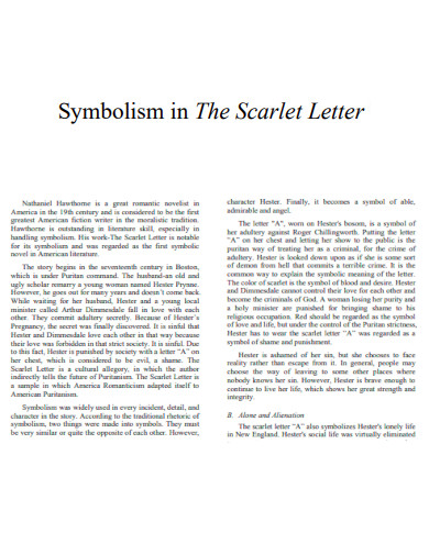 Symbolism in Scarlet Letter