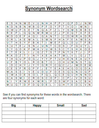 Synonyms Word Search