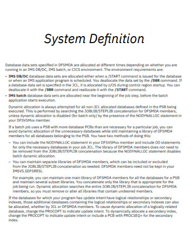 System Definition