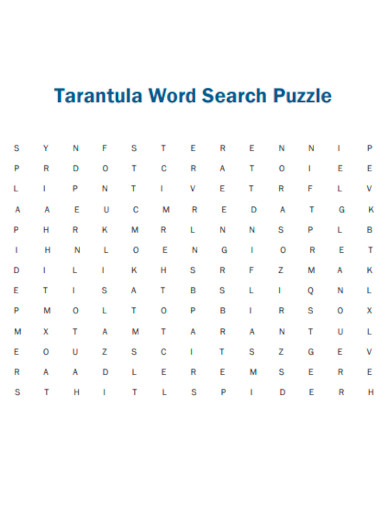 Tarantula Word Search Puzzle