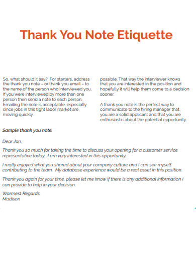 Thank You Note Etiquette