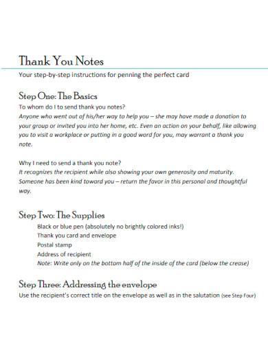Thank You Notes Step by Step Instructions