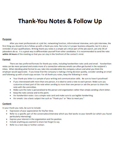 Thank You Notes and Follow Up