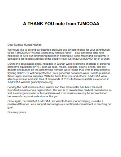 Thank You Notes from TJMCOAA
