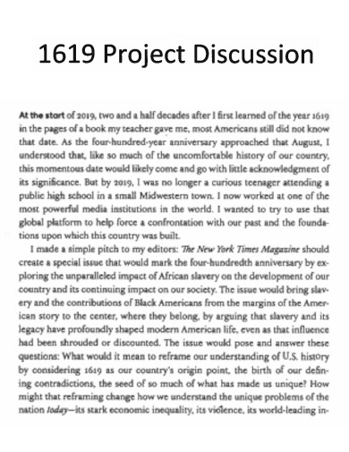 The 1619 Project Discussion