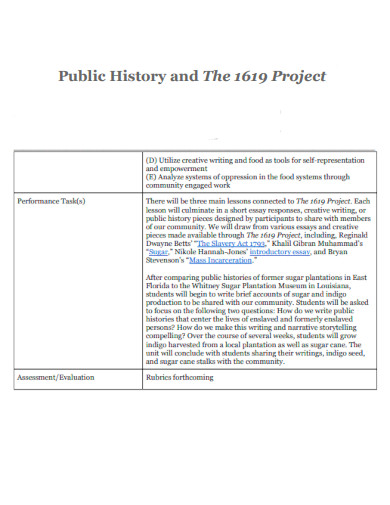 The 1619 Project Public History
