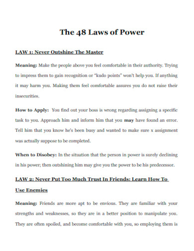 The 48 Laws of Power Example
