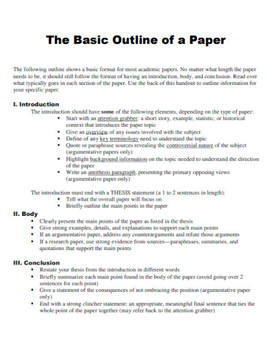 The Basic Outline of a Paper