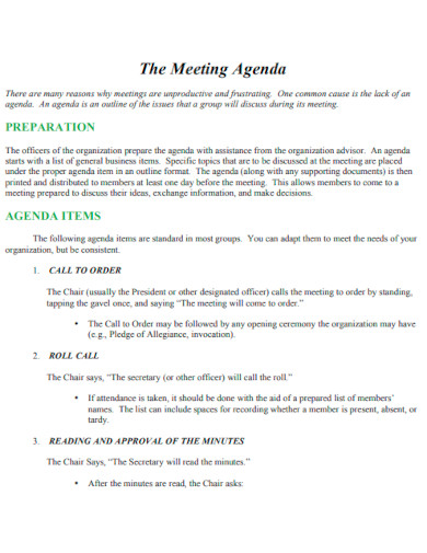 The Meeting Agenda