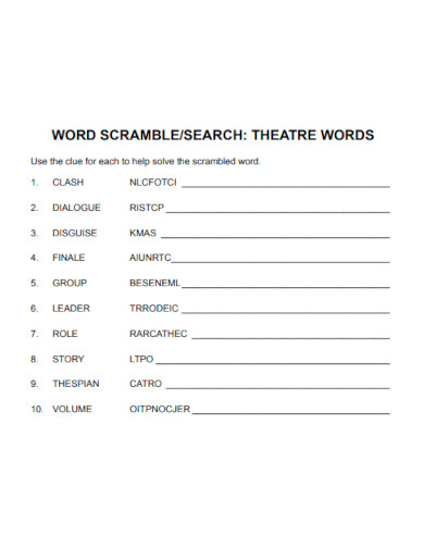 Theatre Word Search