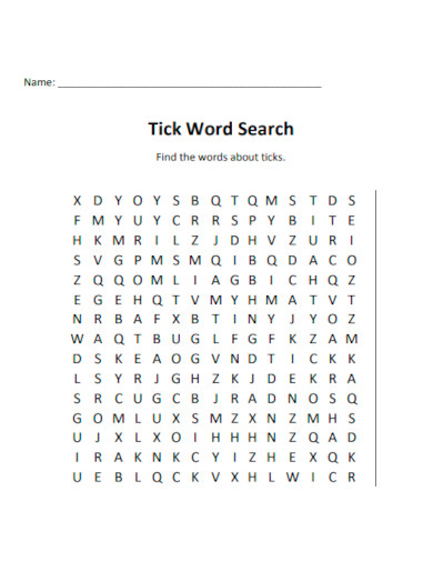 Tick Word Search