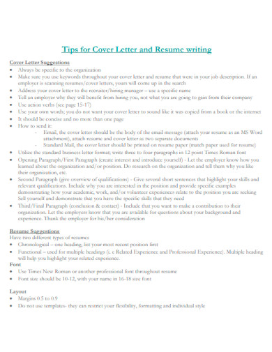 Tips for Cover Letter and Resume writing