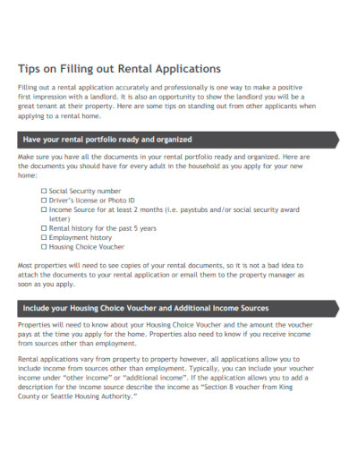 Tips on Filling out Rental Applications