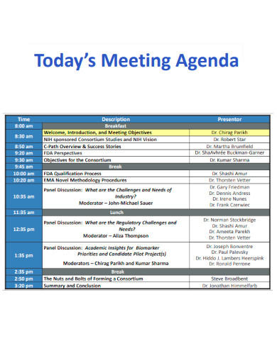 Todays Meeting Agenda