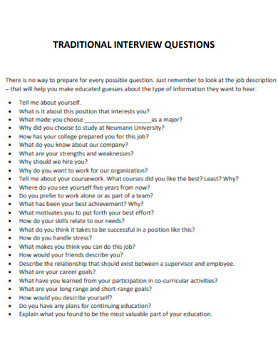 Traditional Interview Questions