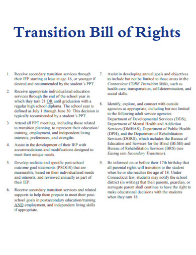 Transition Bill of Rights