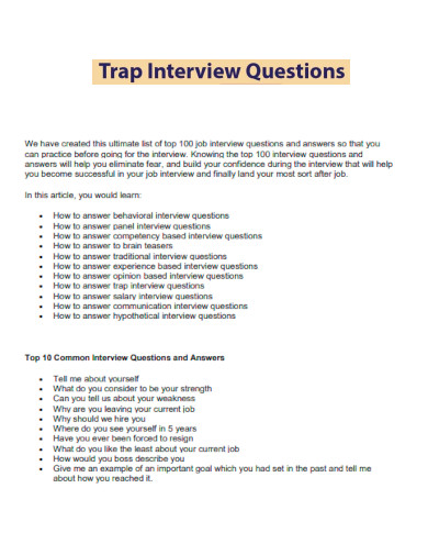 Trap Interview Questions