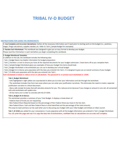 Tribal Budget Worksheet 