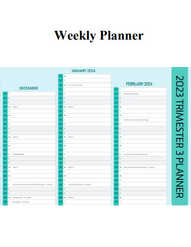 Trimester Weekly Planner