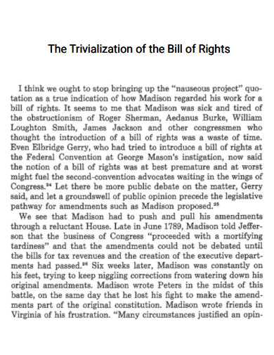 Trivialization of Bill of Rights