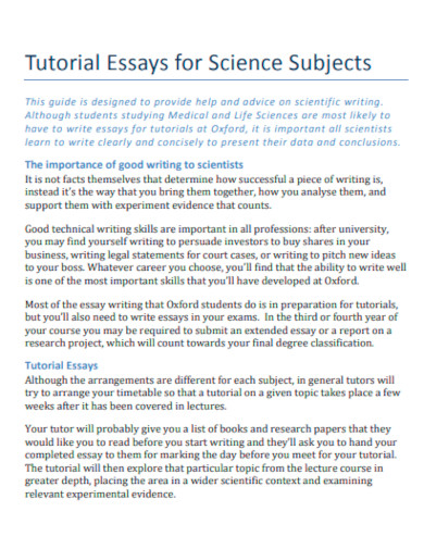 Tutorial Essays for Science Subjects