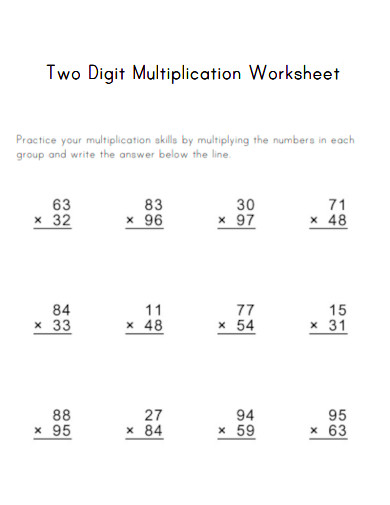 Two Digit Multiplication Worksheet