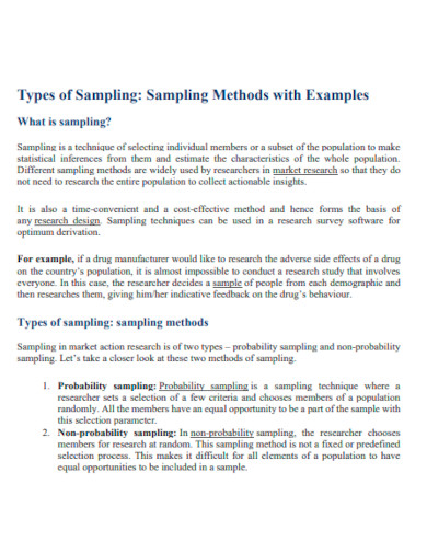 Types of Sampling Example