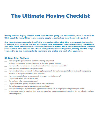 Ultimate Moving Packing Checklist