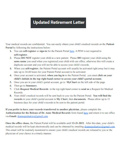 Updated Retirement Letter