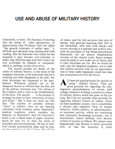 Use and Abuse of Military History