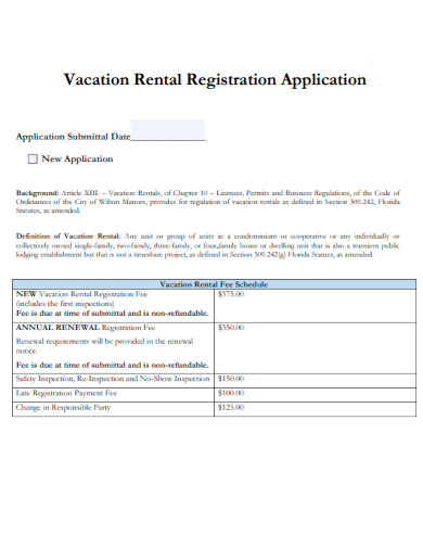 Vacation Rental Registration Application