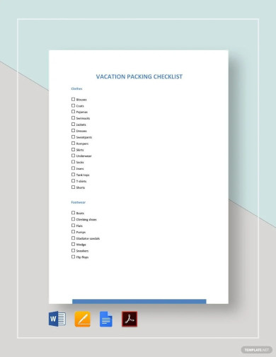 Vaction Packing Checklist Template