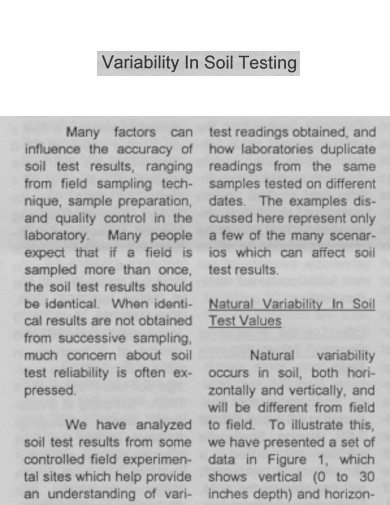 Variability In Soil Testing