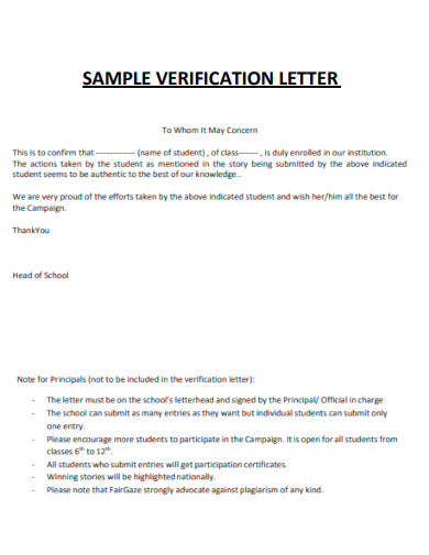 Verification Letter