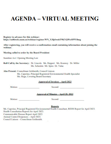 Virtual Meeting Agenda