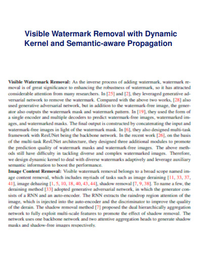Visible Watermark Removal with Dynamic Kernel