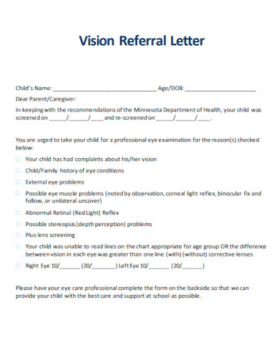 Vision Referral Letter