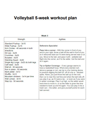 Volleyball 5 Week Workout Plan