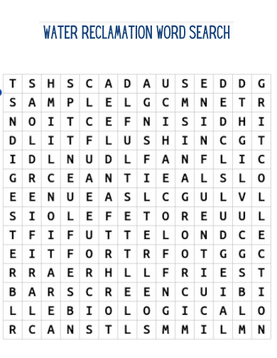 Water Reclamation Word Search