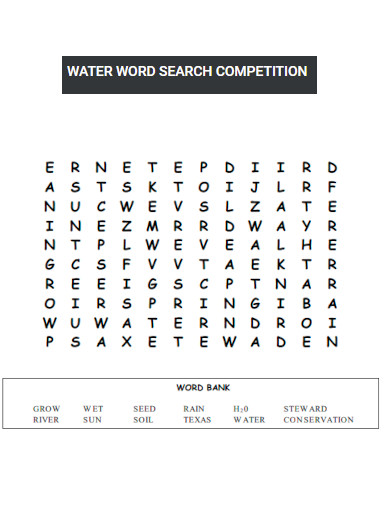 Water Word Search Competition
