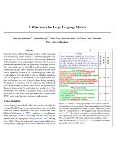 Watermark for Large Language Models