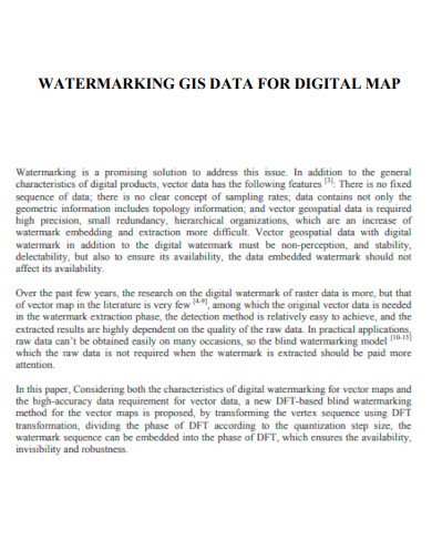 Watermarking GIS Data for Digital Map