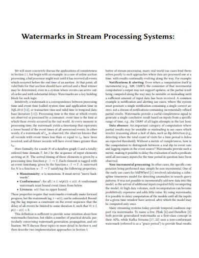Watermarks in Stream Processing Systems